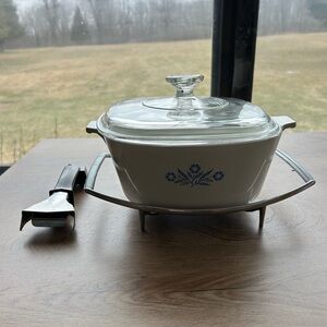 Corningware White Casserole Dish with Serving Tray and Removable Handle